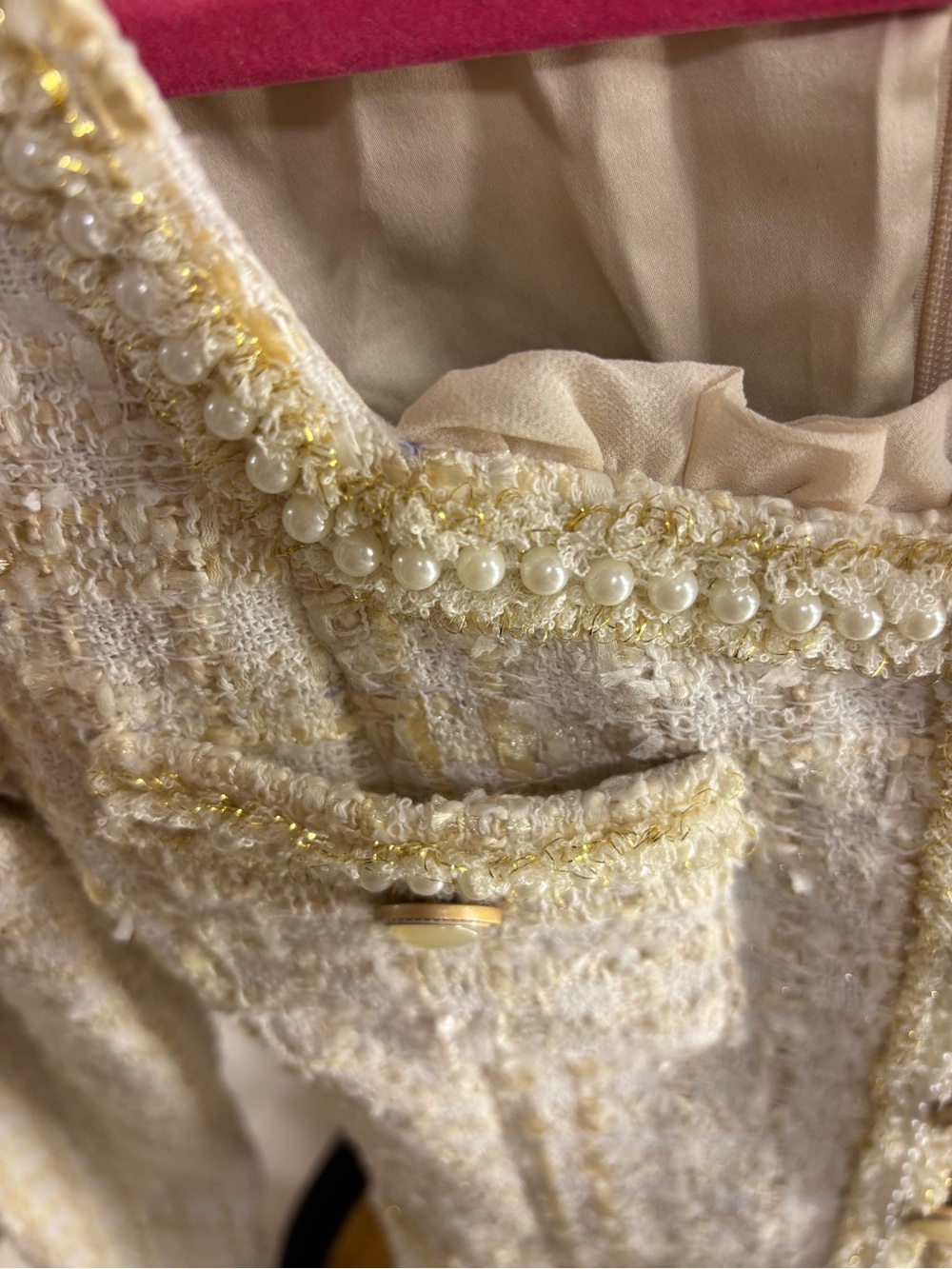 Garden of Angels Cream Tweed Dress - Picture 4 of 4